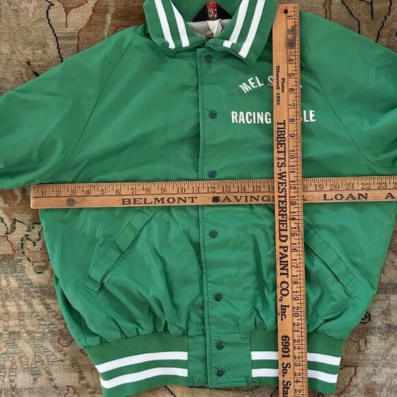 Vintage Horse Racing Windbreaker jacket Mel Stute Stables Green Size Large - Picture 7 of 9
